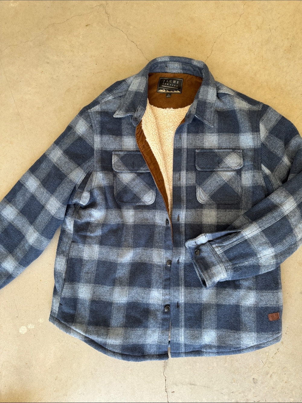 Jachs Blue Plaid Sherpa-Lined Shirt Jacket